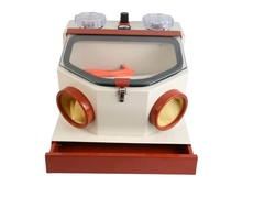 شاهد لماذا تختار جهاز تفجير الرمل للأسنان ذو النافذة الكبيرة والقلم المزدوج مع الدرج، معدات مختبر الأسنان القوية