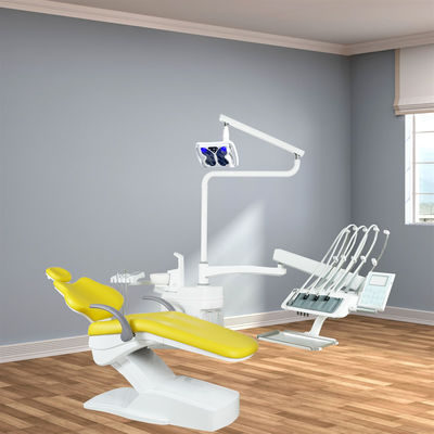 وحدة كرسي الأسنان في مصنع فوشان 16 مجموعة في حاوية واحدة مع ضوء معالجة مجاني وجهاز إزالة الترسبات فوق الصوتية وحدة أسنان مثبتة من الأعلى