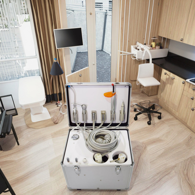 وحدة طب الأسنان المتنقلة مع ضاغط صامت وحدة توربينات الأسنان المحمولة وحدة علاج الأسنان المحمولة لتدريب طلاب طب الأسنان