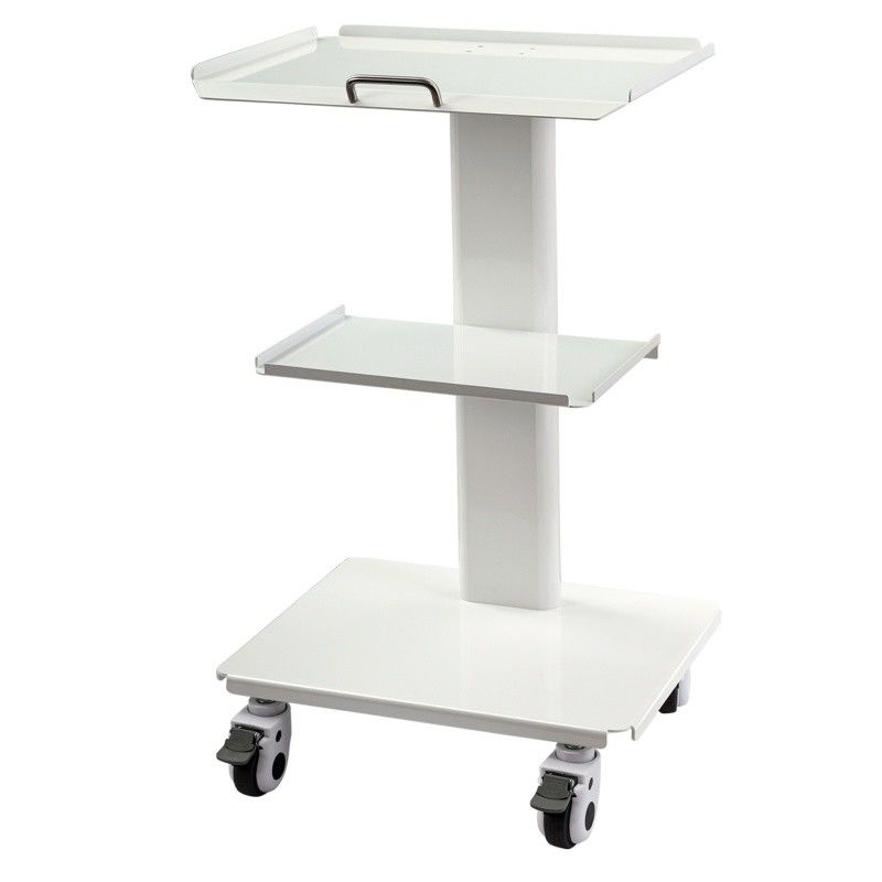 عربة أدوات متحركة بيضاء اللون مع مقبس من مصنع فوشان لمعدات طب الأسنان، عربة متحركة طبية من 3 طبقات من الفولاذ المقاوم للصدأ