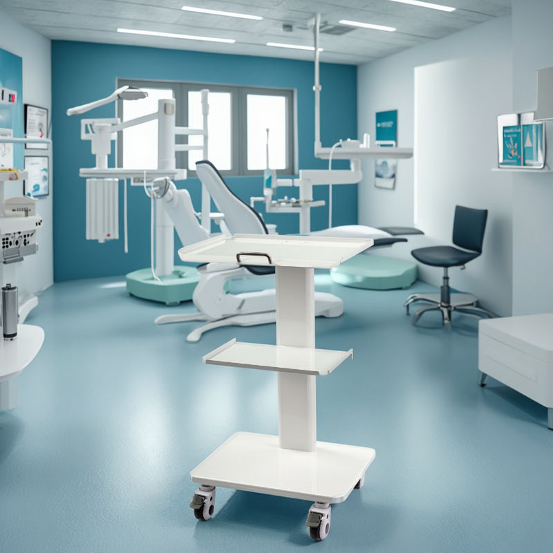 عربة طبيب الأسنان من الفولاذ المقاوم للصدأ عربة مختبرات متنقلة متعددة الوظائف مع مصدر مدمج 3 طبقات عربة متنقلة