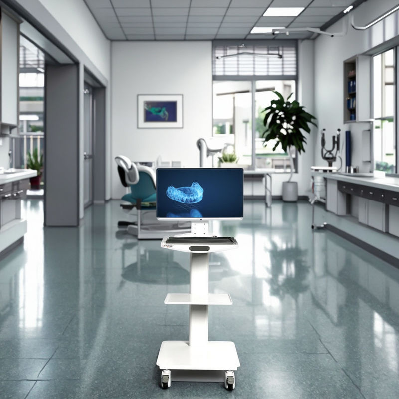 عربة أسنان متنقلة للحاسوب معدات مستشفى الأسنان عربة مستشفى متنقلة عربة متنقلة من الفولاذ المقاوم للصدأ مع فرامل