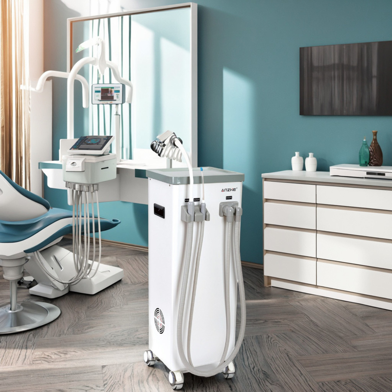 وحدة شفط أسنان متنقلة مع خزان مياه متسخة تصريف تلقائي جهاز شفط اللعاب الأسنان شفط 800 لتر في الدقيقة آلة شفط