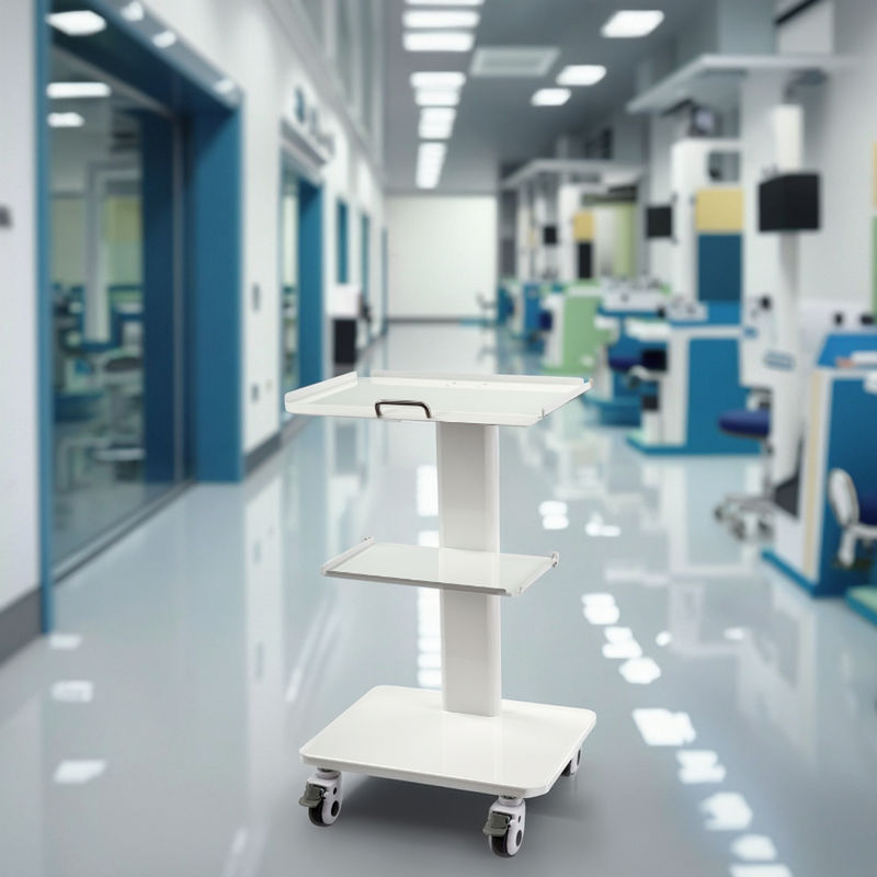 عربة أدوات الأسنان المحمولة متعددة الوظائف المحمولة 3 طبقات الرف المعدنية عربة الأدوات المتنقلة الألوان البيضاء عربة أدوات الأسنان