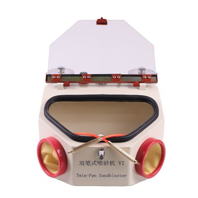 مصباح LED لتبييض الأسنان بجهاز تفجير الرمل بقلمين معدات مختبر الأسنان آلة تفجير الرمل للأسنان