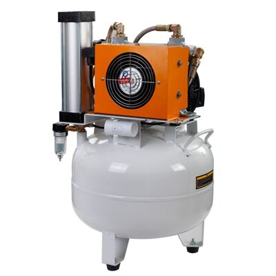 سعر جيد ضاغط هواء عالي الهدوء 55dB خال من الزيت وفعال من الطاقة 550W لعيادات طبية وأسنان مع مجفف الانترنت