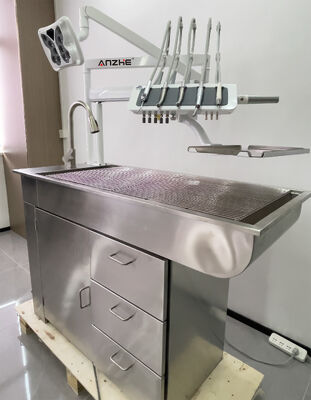 وحدة أسنان بيطرية شاملة مع ضاغط هواء صامت خالٍ من الزيت وإضاءة LED، معدات أسنان بيطرية محمولة للعيادات الحيوانية