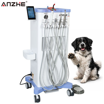 Veterinary Mobile Dental Unit with Electric Motor Built In Compressor Suction System Ultrasonic Scaler and LED Curing Light for Animal Dental Clinics